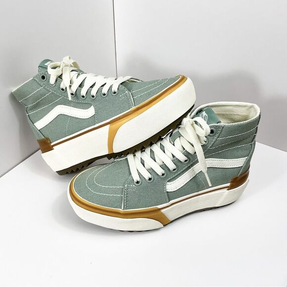 VANS Sk8-Hi Stacked & Tapered Canvas in Green Milieu Gum - Picture 1 of 6